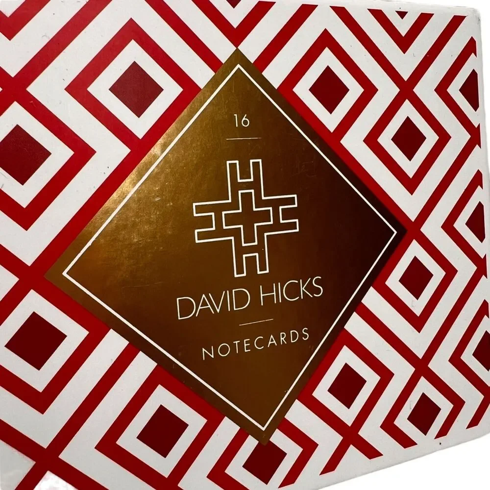 David Hicks Gift Box Notecard Set Envelopes English Decorator Designer Motifs